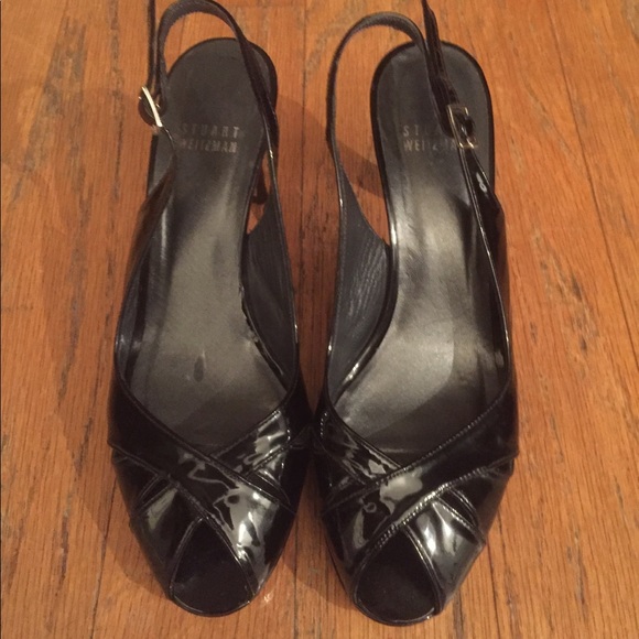 Stuart Weitzman Slingback Peep Toe Patent Leather - Picture 2 of 7